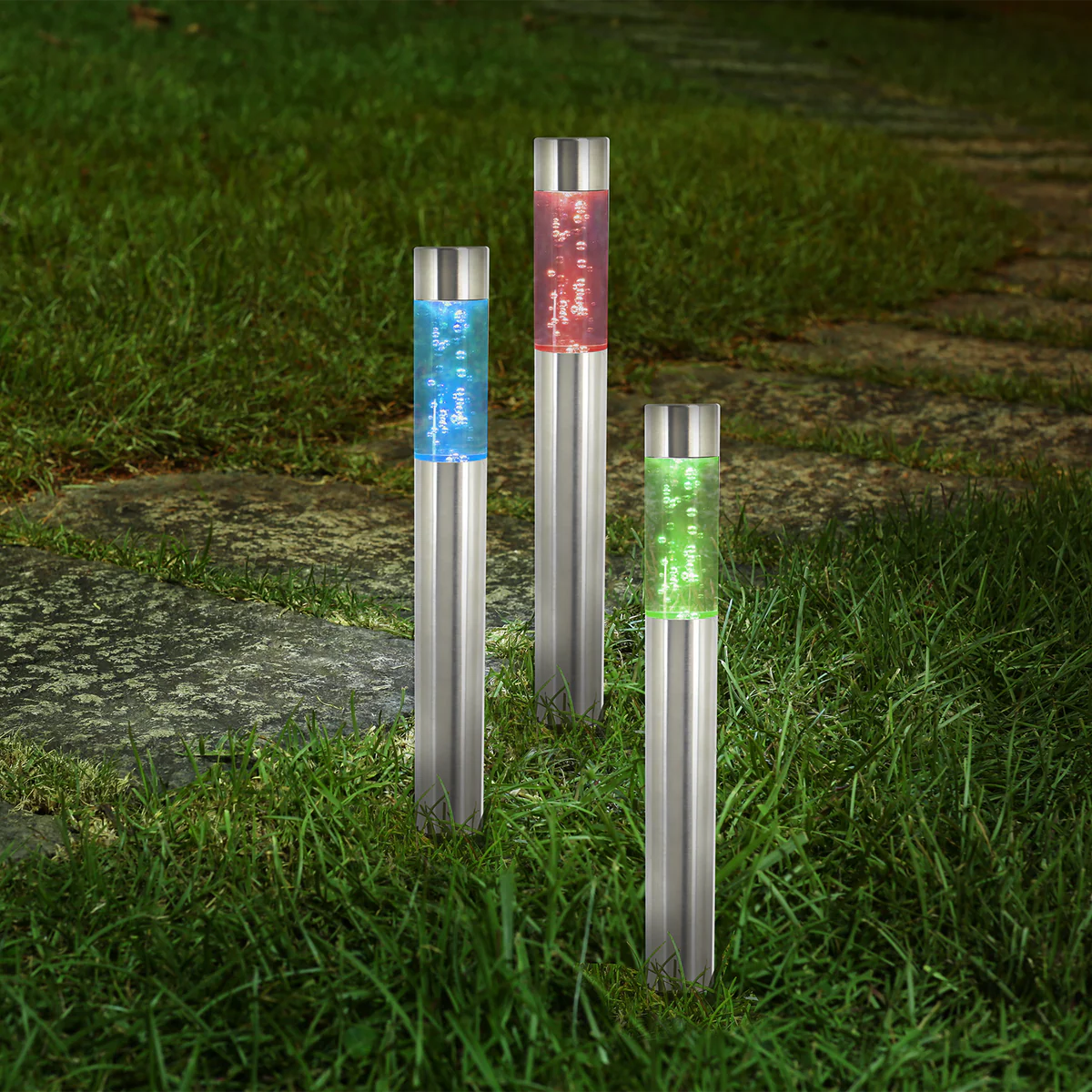 Click Bubble Solar Bollard Light - 500mm - Stainless Steel - Outdoor Use - Image 2
