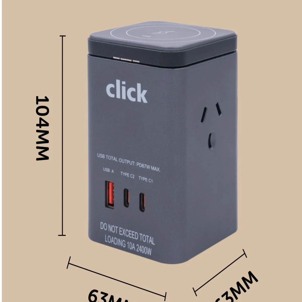 Click Power Station - PD67W USB Charger & 15W Wireless Charger - 63mm x 104mm - Efficient Multi-Device Charging - Image 5