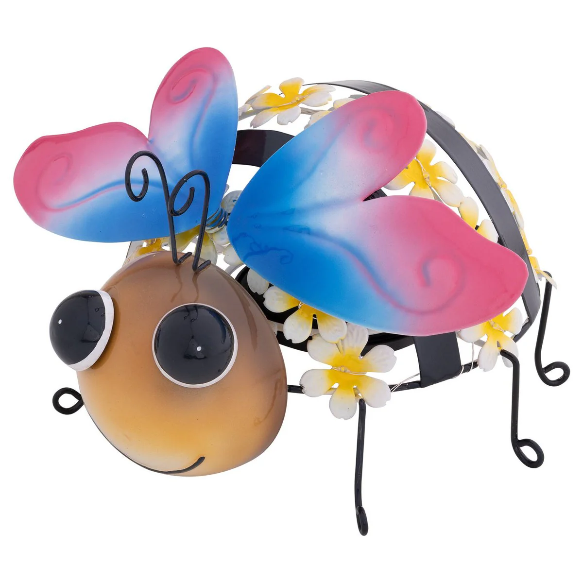 Click Solar Metal Animal Light Bee - 1.2V Rechargeable - Yellow/Pink - Outdoor Decor