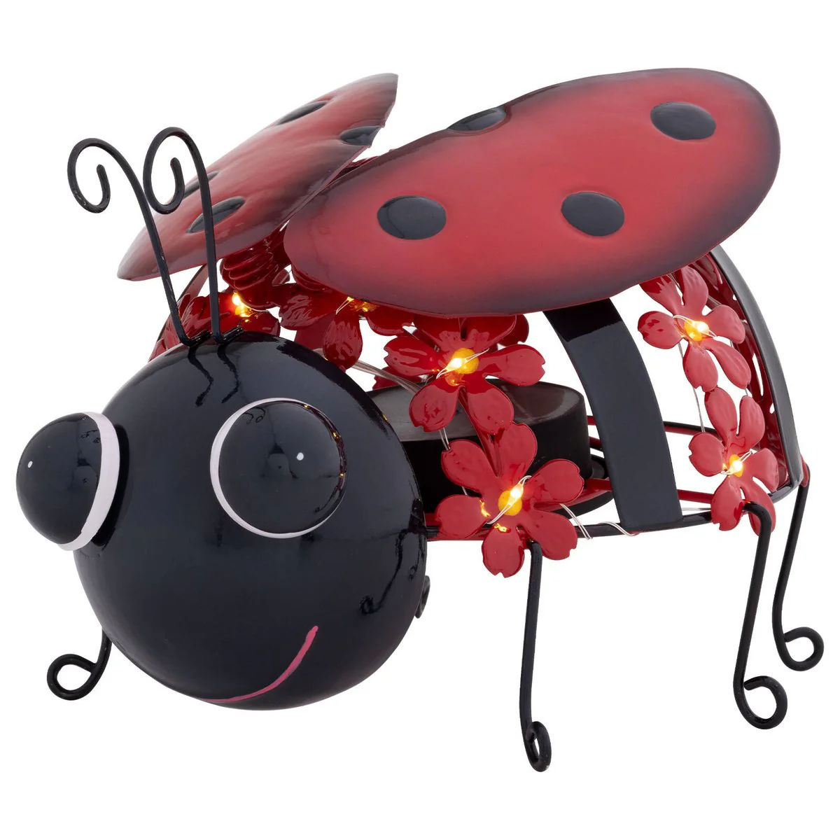 Click Solar Metal Animal Light Bug - 1.2V Rechargeable - Red - Outdoor Decor - Image 2
