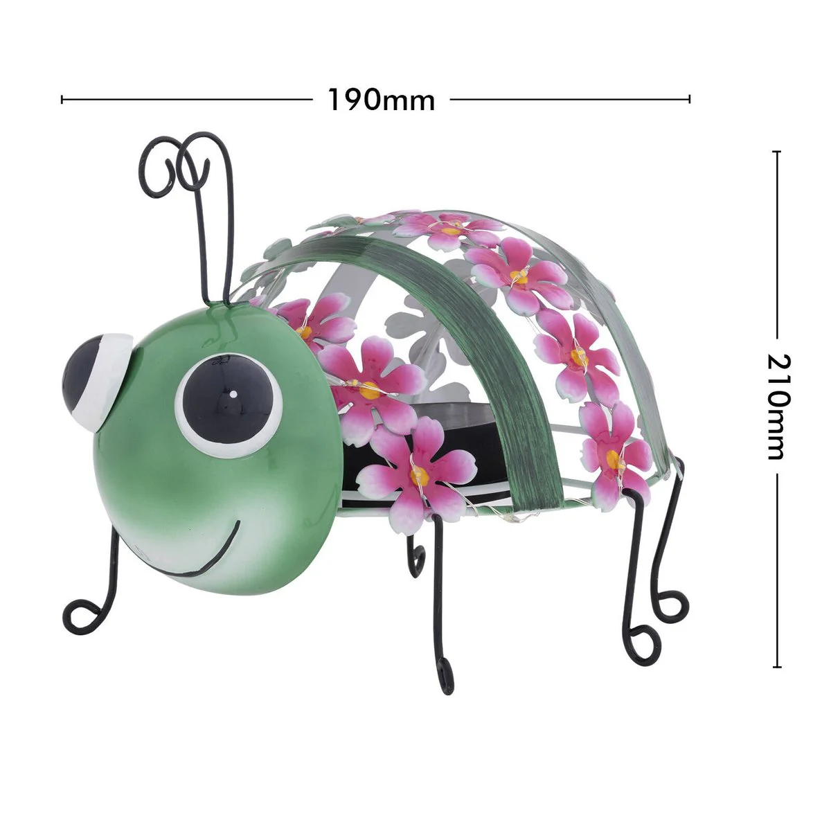 Click Solar Metal Animal Light Grasshopper - Solar Powered - 190mm x 210mm - Green/Pink - Image 5