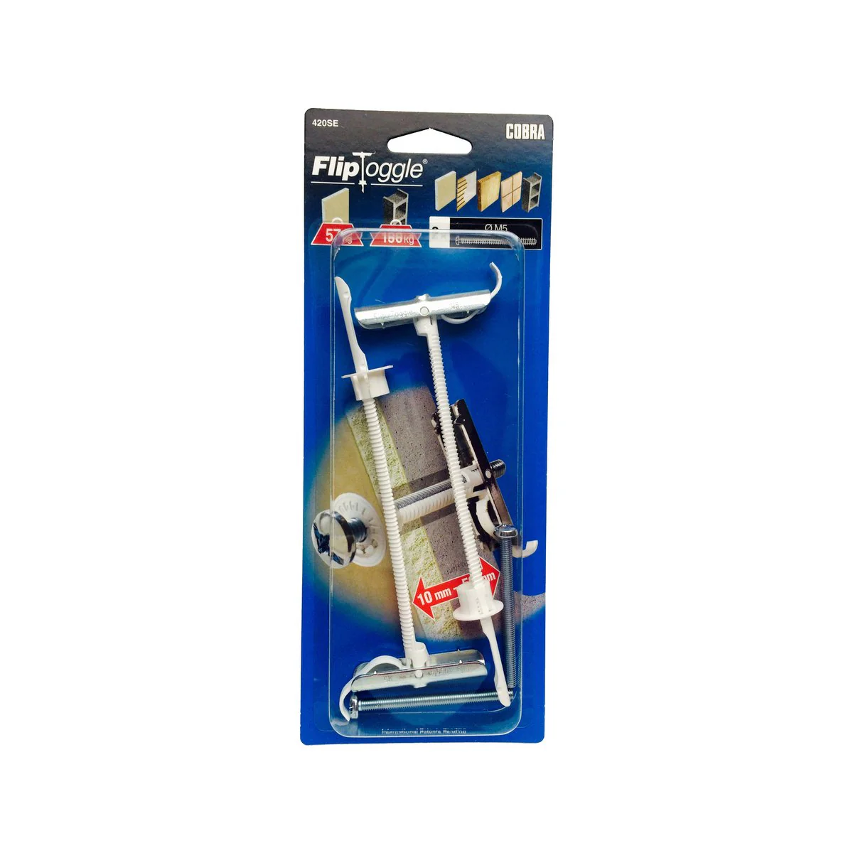 Cobra Anchor Fliptoggle Screws 5 x 60mm - 2 Pack - Steel - Secure Fastening