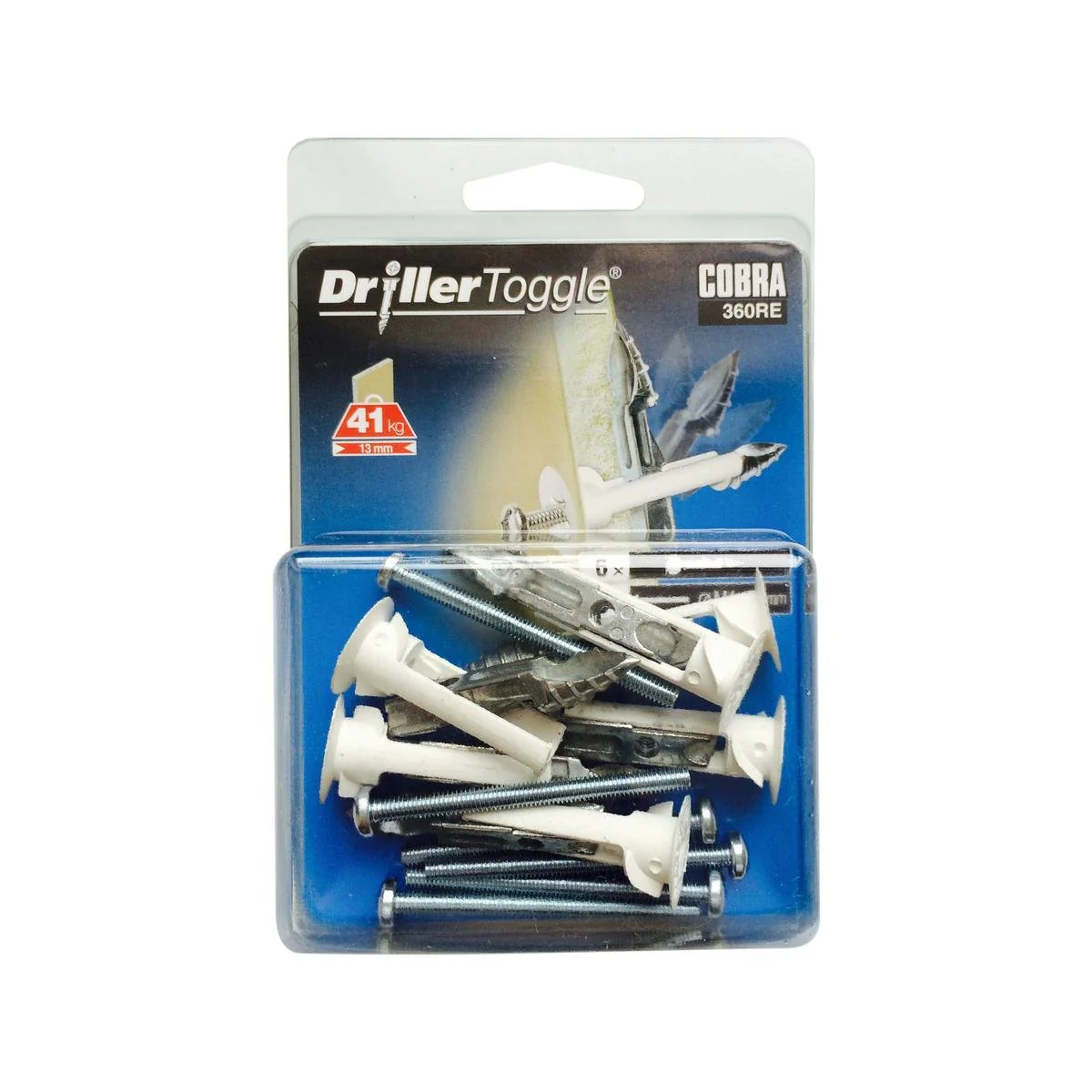 Cobra Driller Toggle Anchor Screws 4 x 50mm - 6 Pack - Self-Drilling - Steel