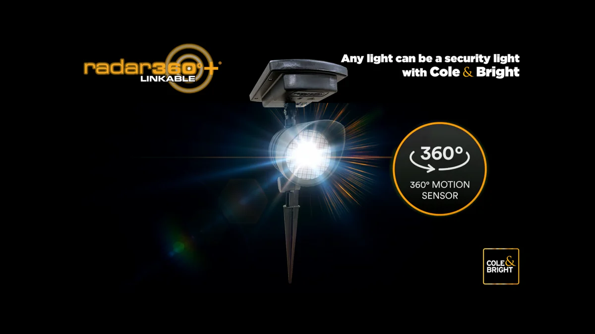 Cole Bright 2000lm Solar Radar Security Light - 360° Sensor - Linkable - Image 4