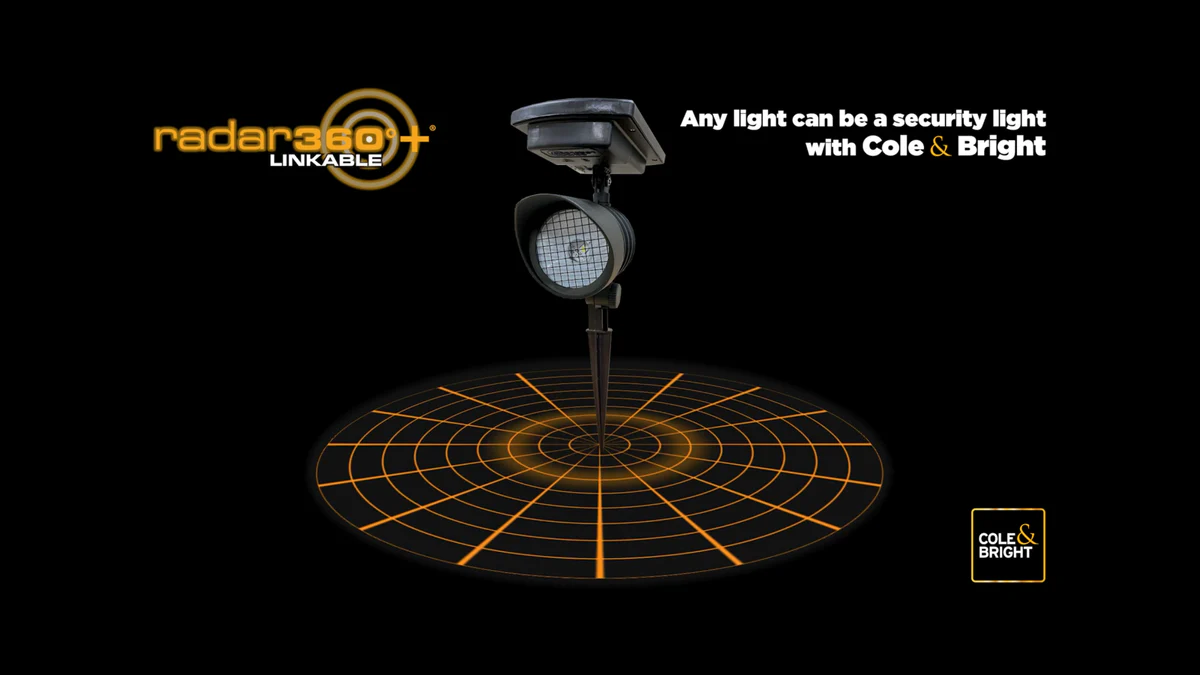 Cole Bright 50lm Solar Radar 360 Linkable Spotlight - 80mm x 340mm - Outdoor Security Light - Image 3
