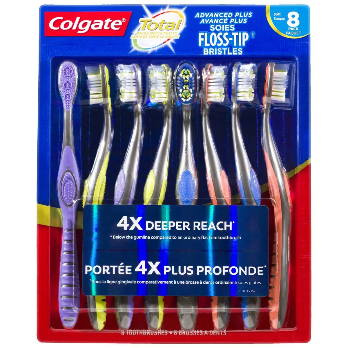 Colgate Gentle Floss Tip 360° Manual Toothbrush 8 Pack 61024426