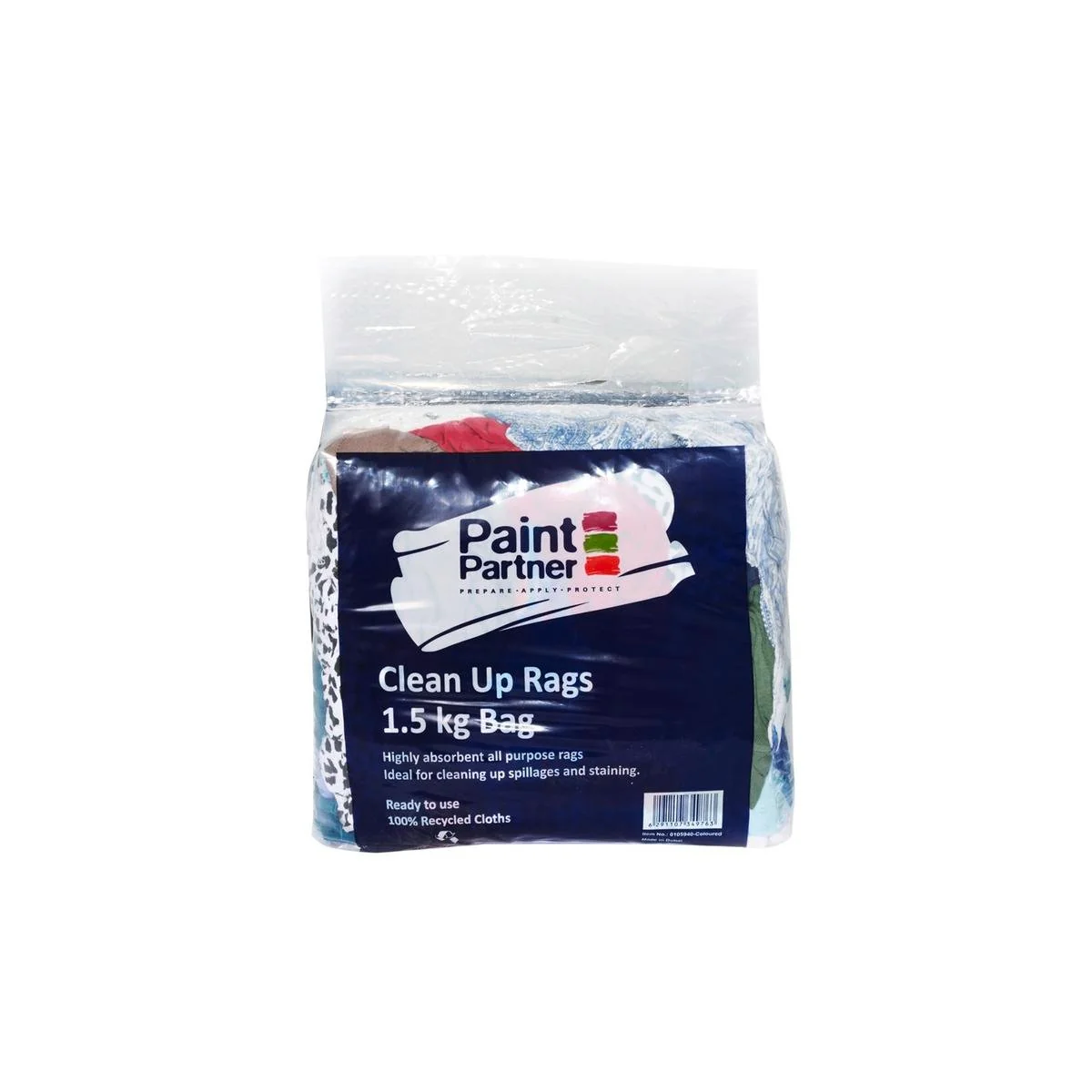 Coloured Rags Paint Partner 1.5kg Cleaning Rags - Lint-Free - 90mm x 250mm - Coloured