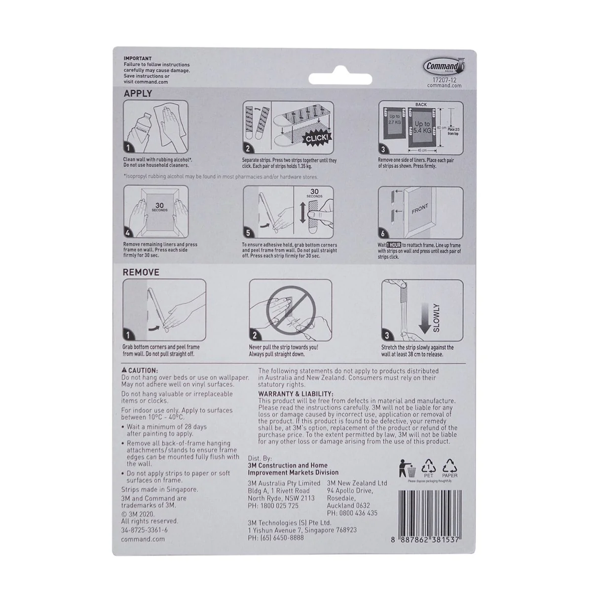 Command™ Picture Hanging Strips - 12 Pack - Plastic - Easy to Hang - Image 3