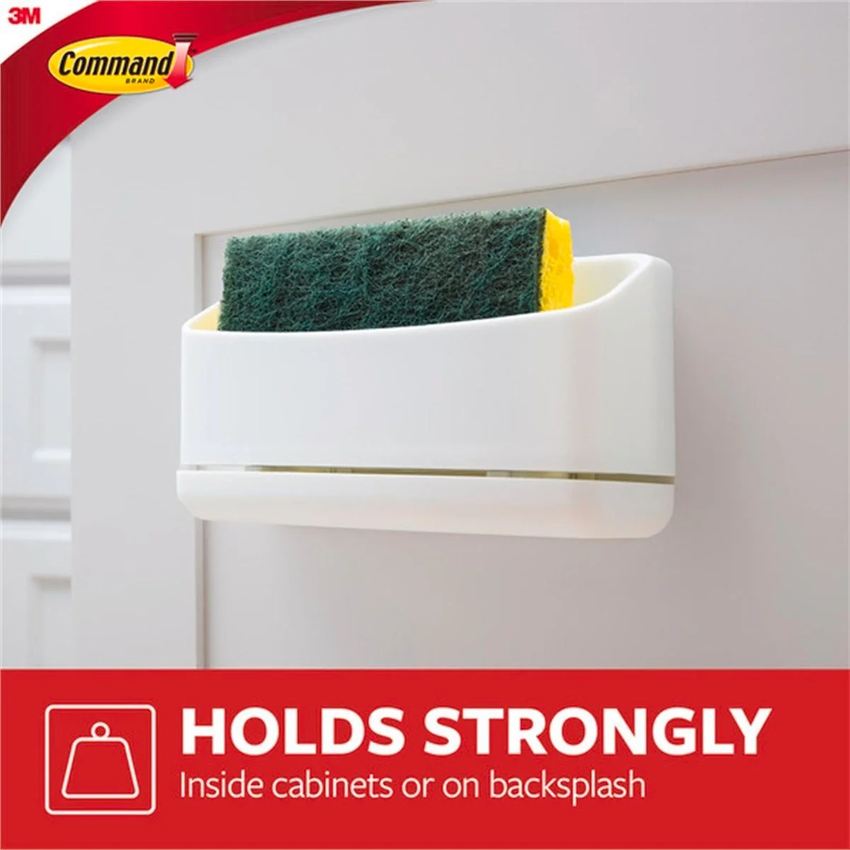 Command Under Sink Sponge Caddy - 152mm x 80mm x 100mm - Plastic - Damage-Free Hanging - Image 3