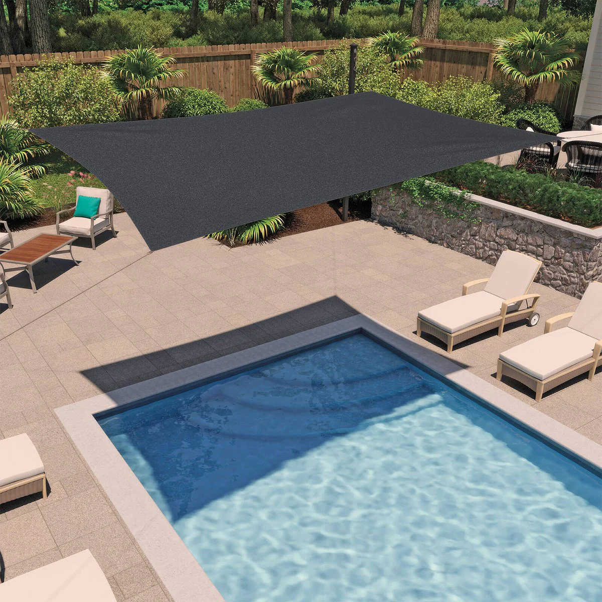 Coolaroo Shade Sail - 2.4m x 3.6m - Graphite - Heatshield Technology - UV Protection - Image 3