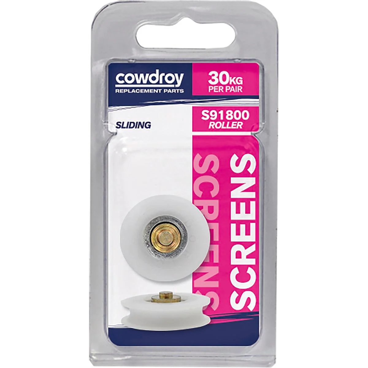 Cowdroy Sliding Door Wheel - 29mm - Nylon - Non Tyred - 2 Pack