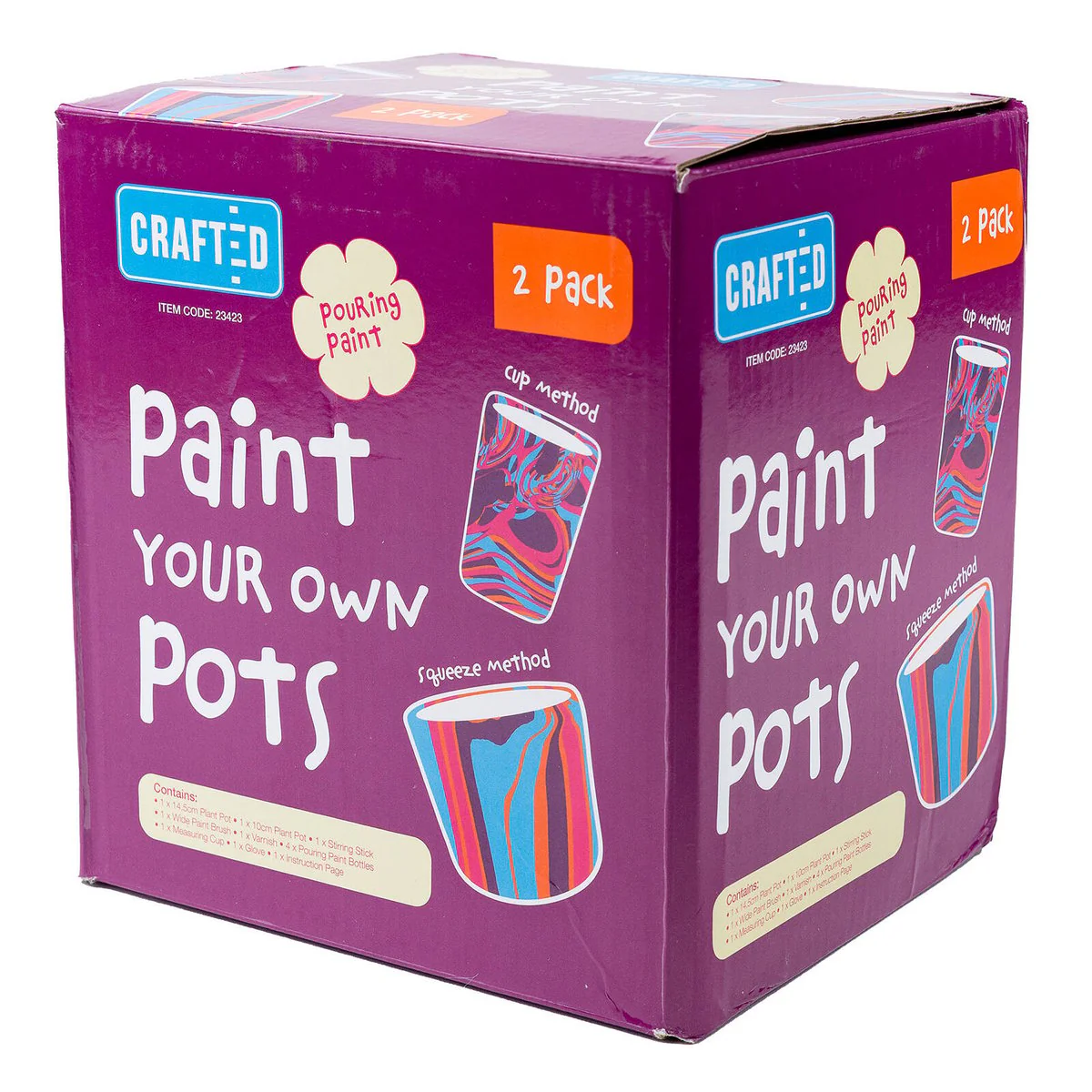 Crafted Paint Your Own Pot 2 Pack - 15cm Daisy Hiking Trail Kit