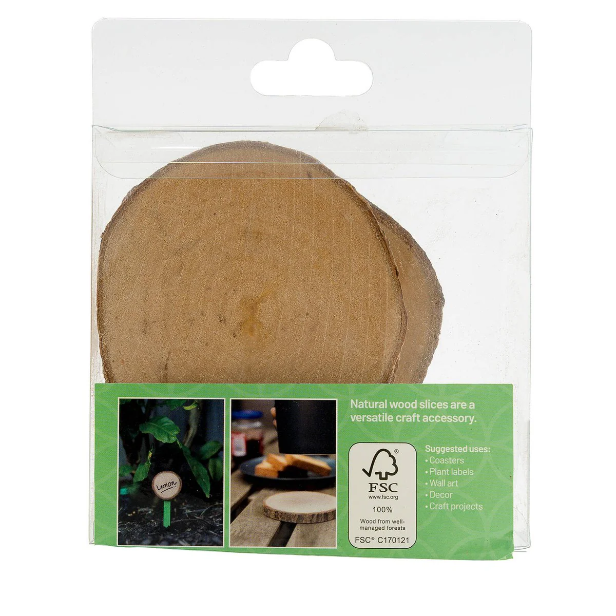 Crafted Round Natural Wood Slices - 8cm - 4 Pack - Ideal for Coasters & Wall Art - Image 3