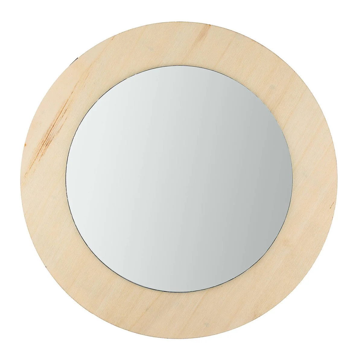 Crafted Small Round Mirror - 25cm - Plywood - Pre-Installed Hook