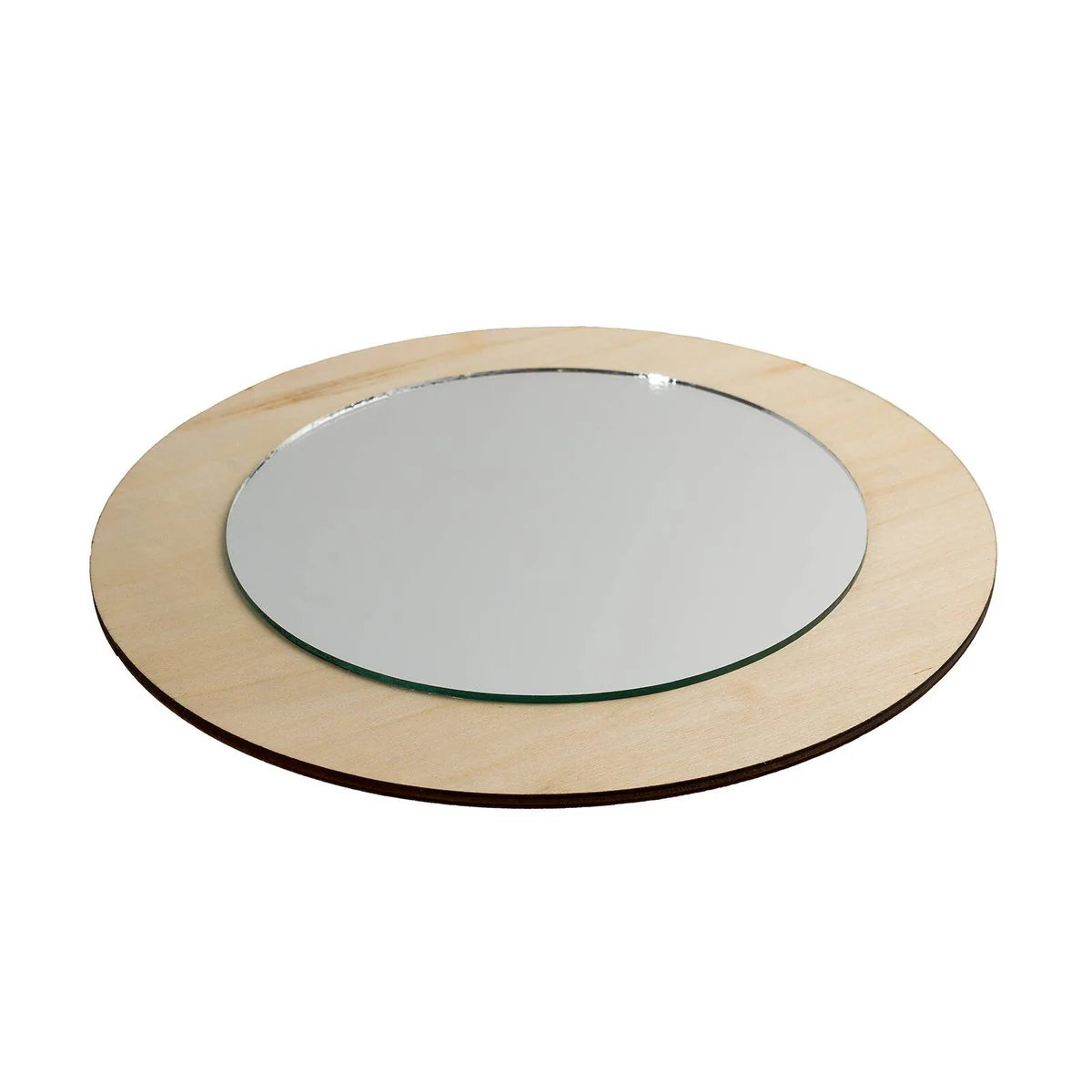 Crafted Small Round Mirror - 25cm - Plywood - Pre-Installed Hook - Image 3