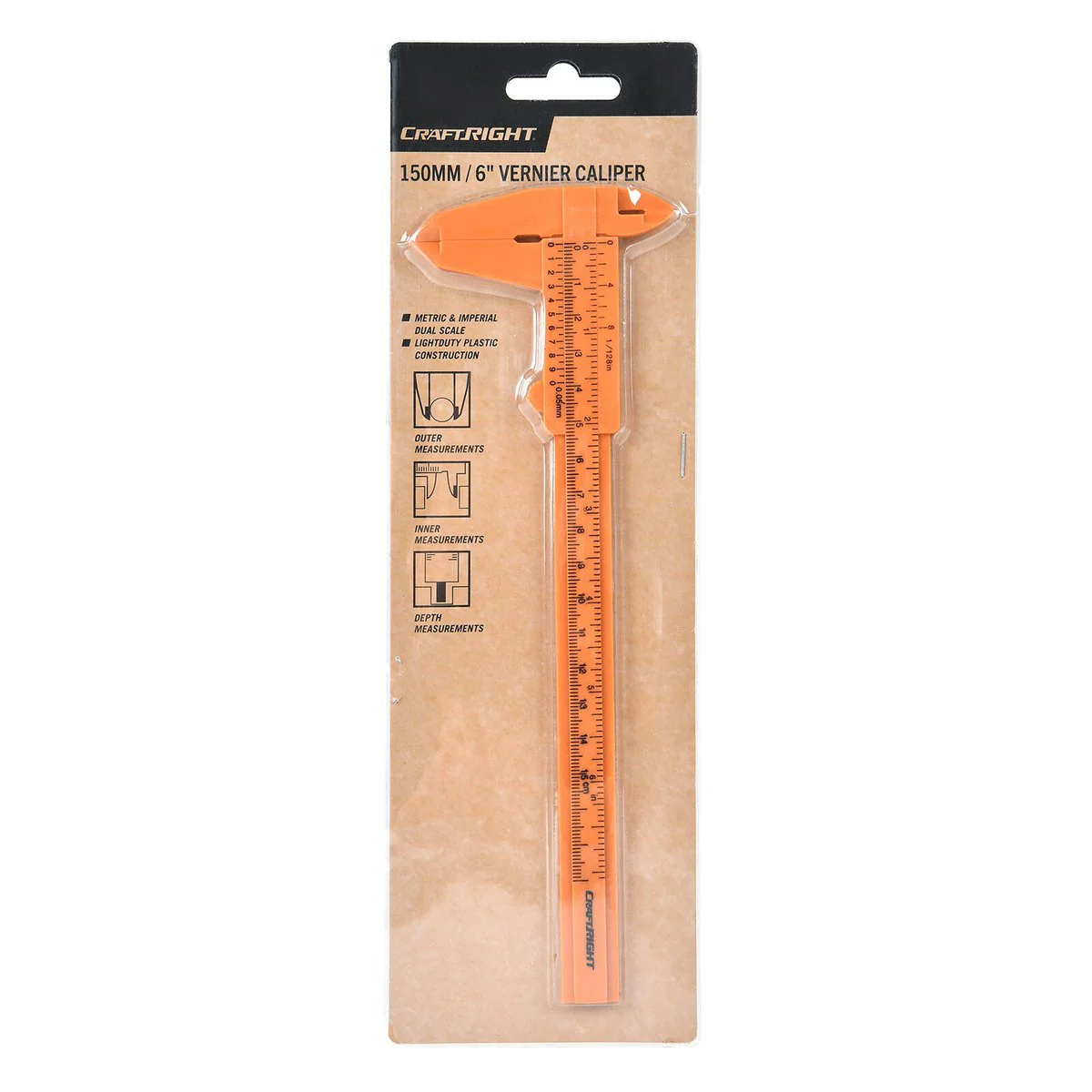 Craftright 150mm 6 Inch Vernier Caliper - Dual Scale - Carbon Steel - Accurate Measurements - Image 4