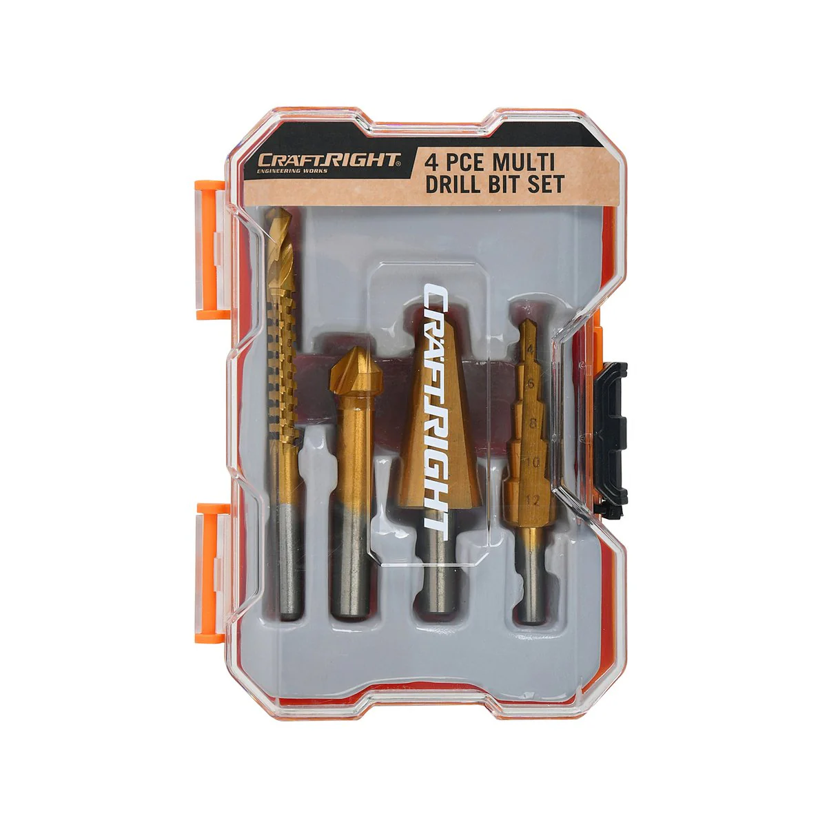 Craftright 4 Piece Drill Bit Set - HSS4241 Ti-Coated - 104mm x 145mm - Versatile Drilling