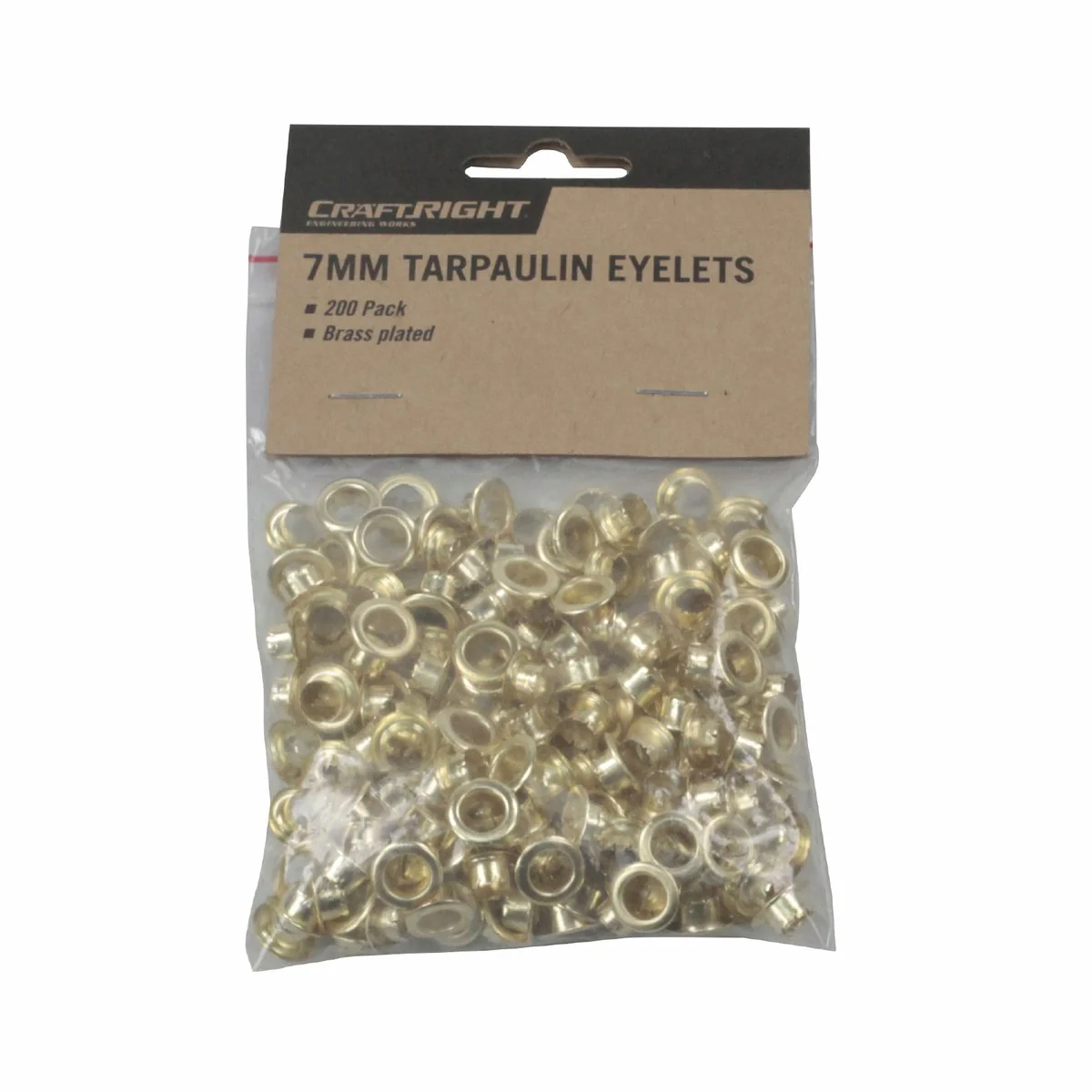 Craftright 7mm Eyelets 200 Pack - Brass Plated Steel - Gold - Image 2