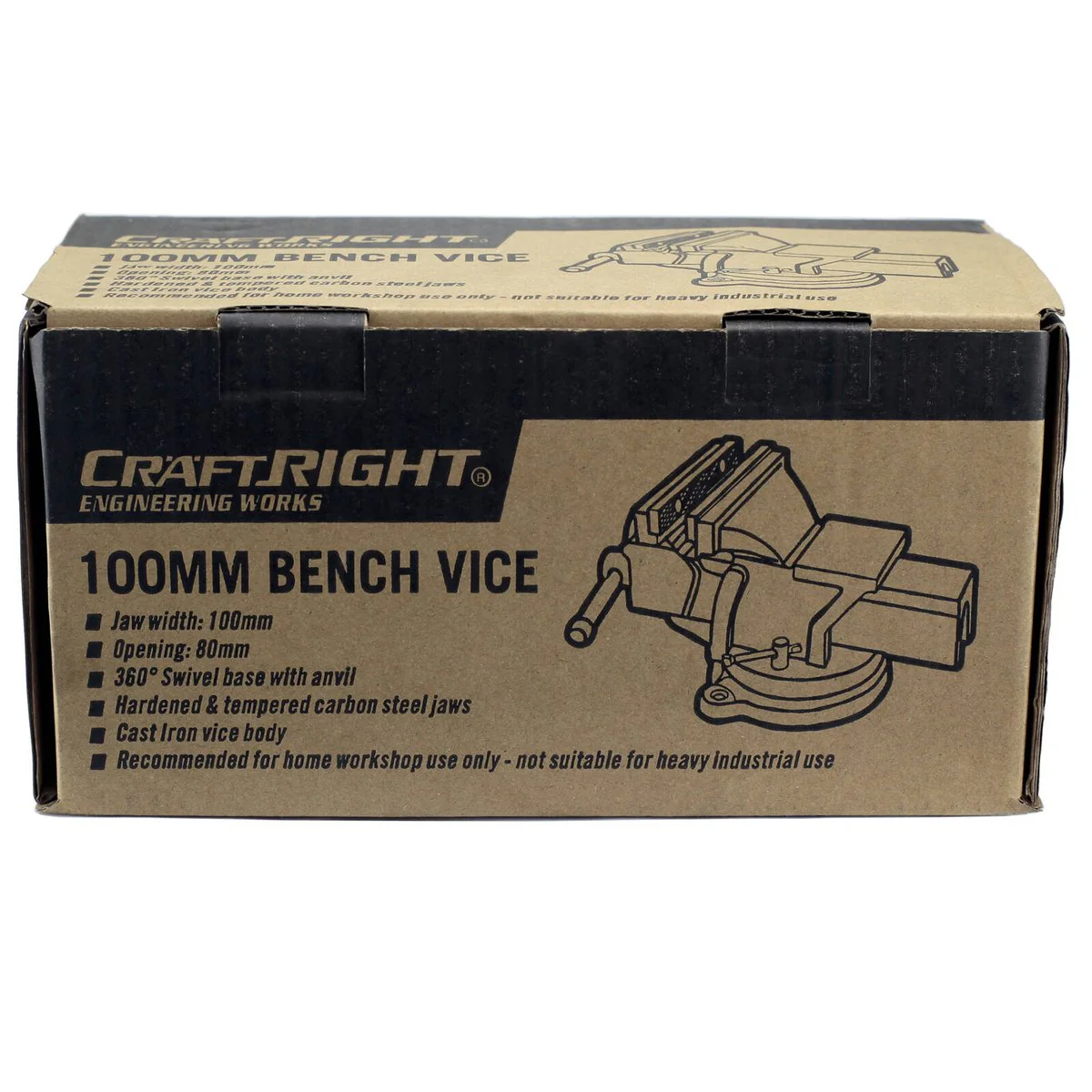 Craftright Bench Vice - 100mm - Cast Iron - Swivel Base - Image 2
