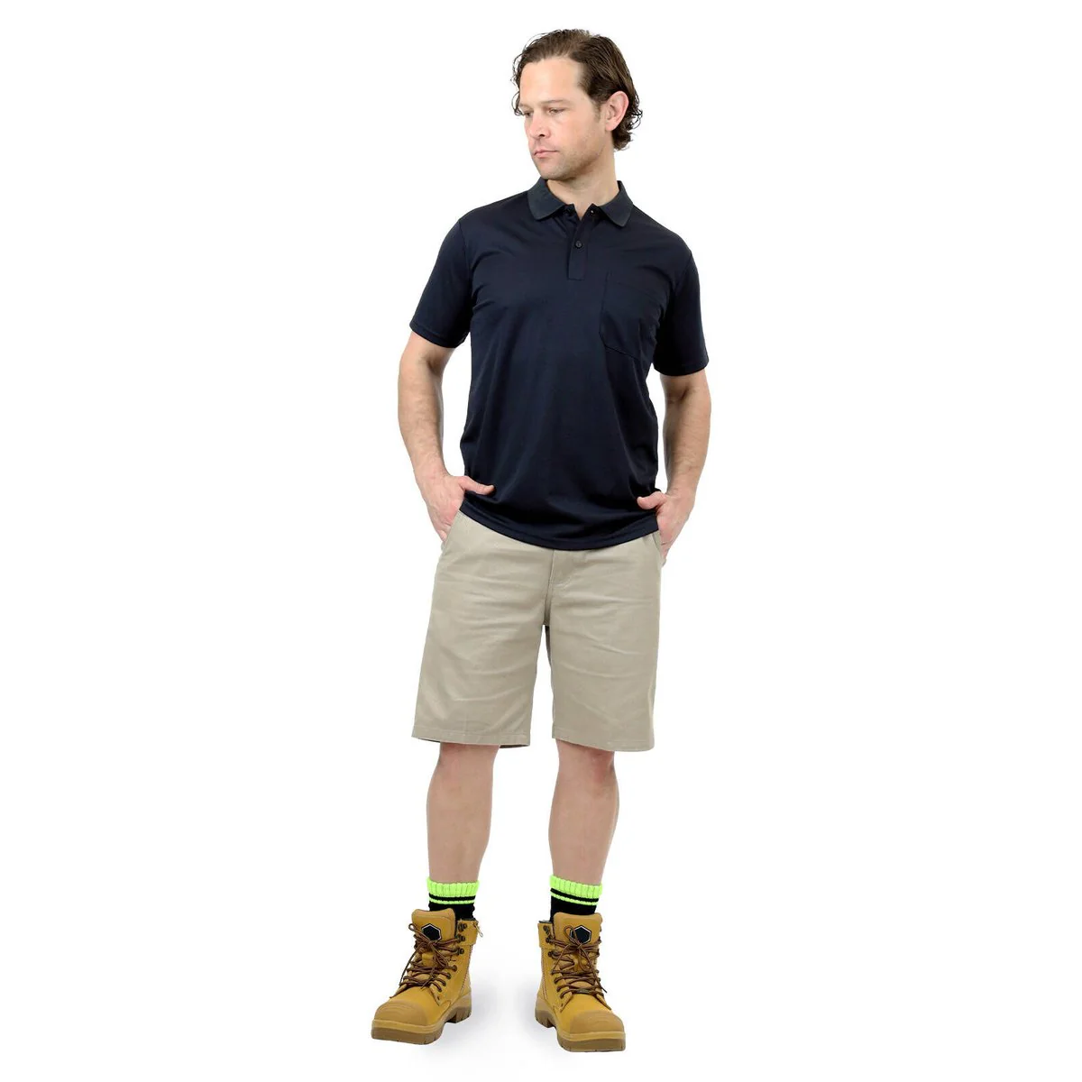 Craftright Black Short Sleeve Polo 2XL - Lightweight - Ribbed Collar - Chest Pocket - Image 3