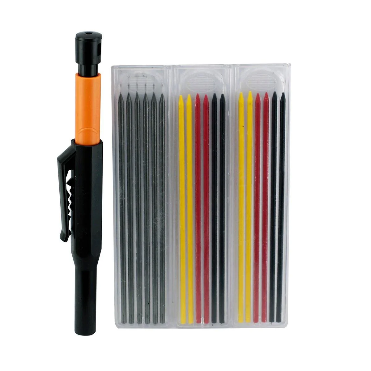 Craftright Carpenter Pencil Set - 19 Pieces - 2.8mm Refills - Grey Black Red Yellow