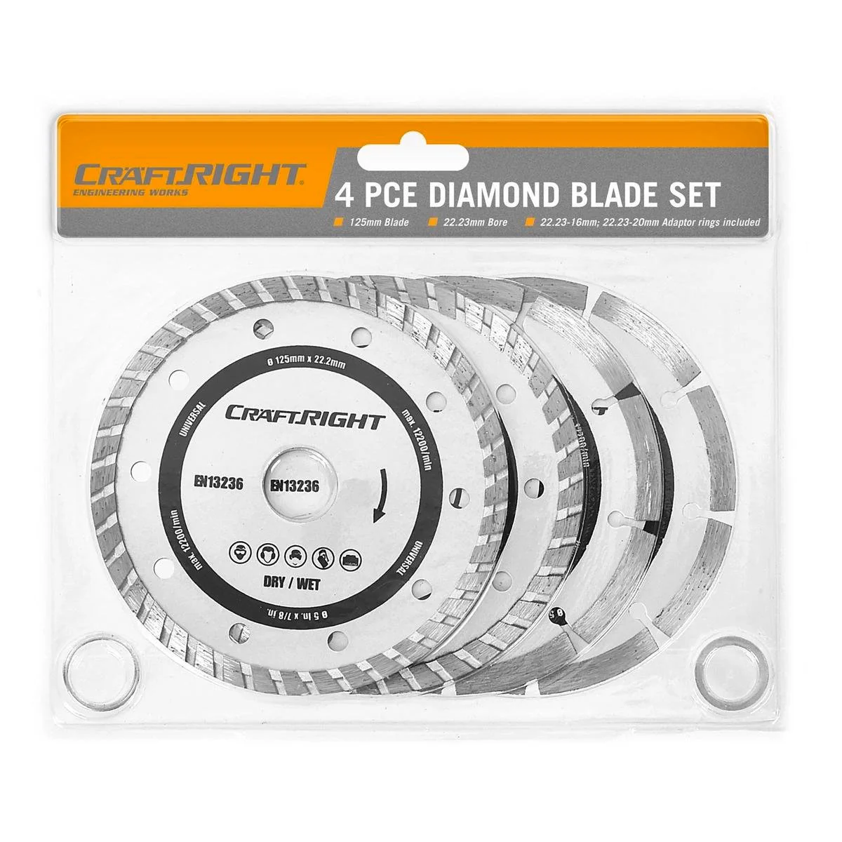 Craftright Diamond Blades - 125mm - Metal - Wet/Dry - 4 Pack