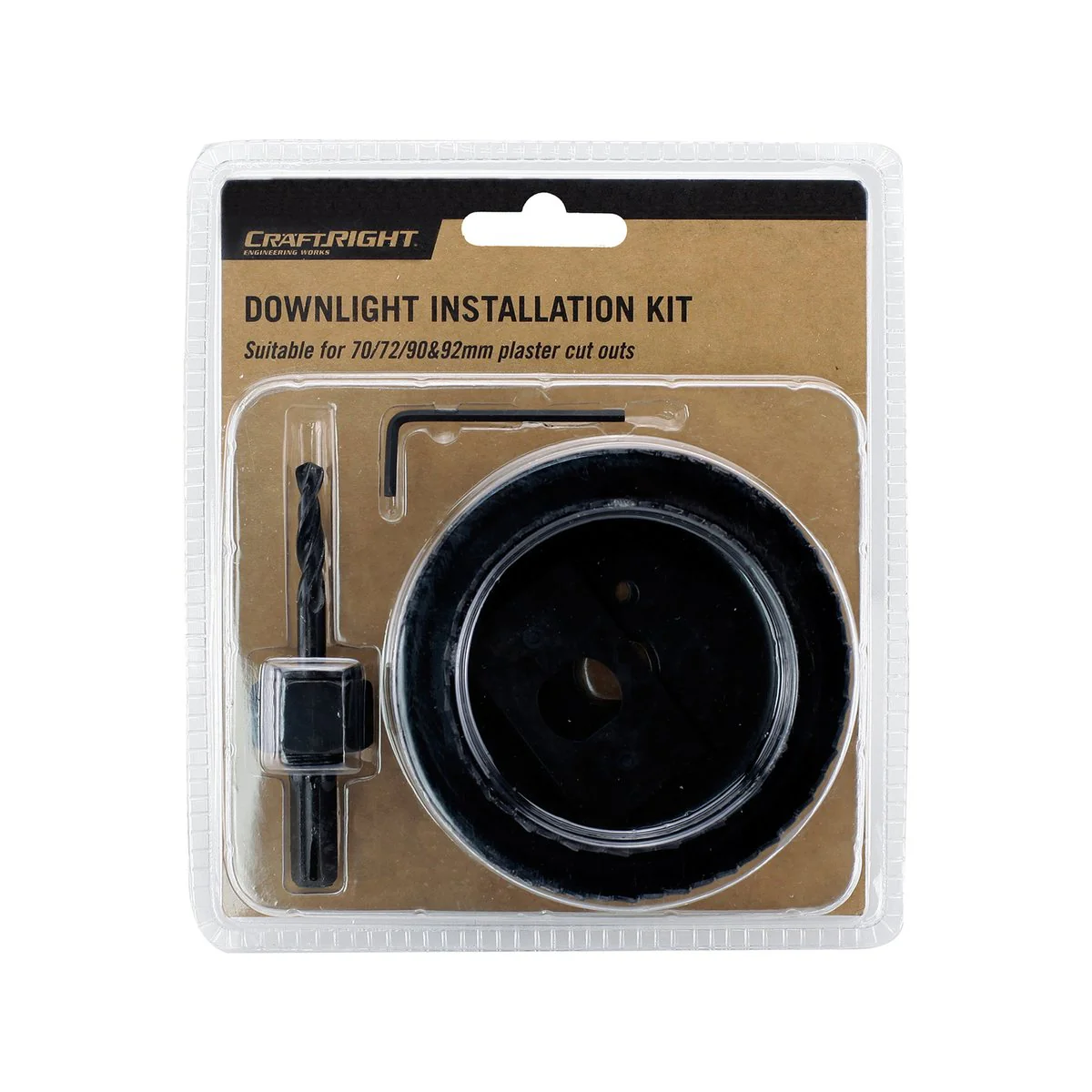 Craftright 5 Piece Downlight Holesaw Set - 70mm 72mm 90mm 92mm - Black - Image 3