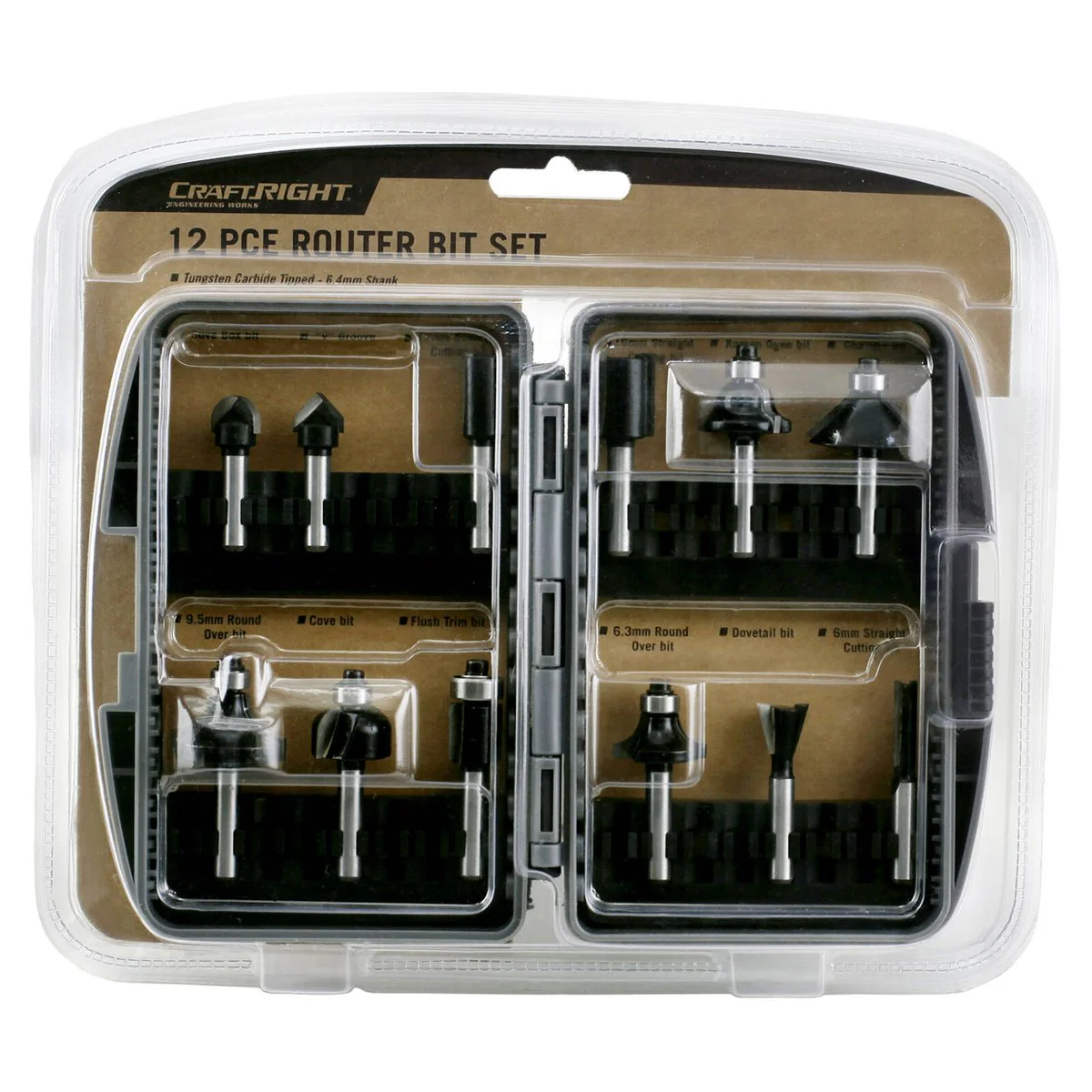 Craftright Router Bit Set - 12 Piece - Carbon Steel - Durable - Woodworking - Image 2