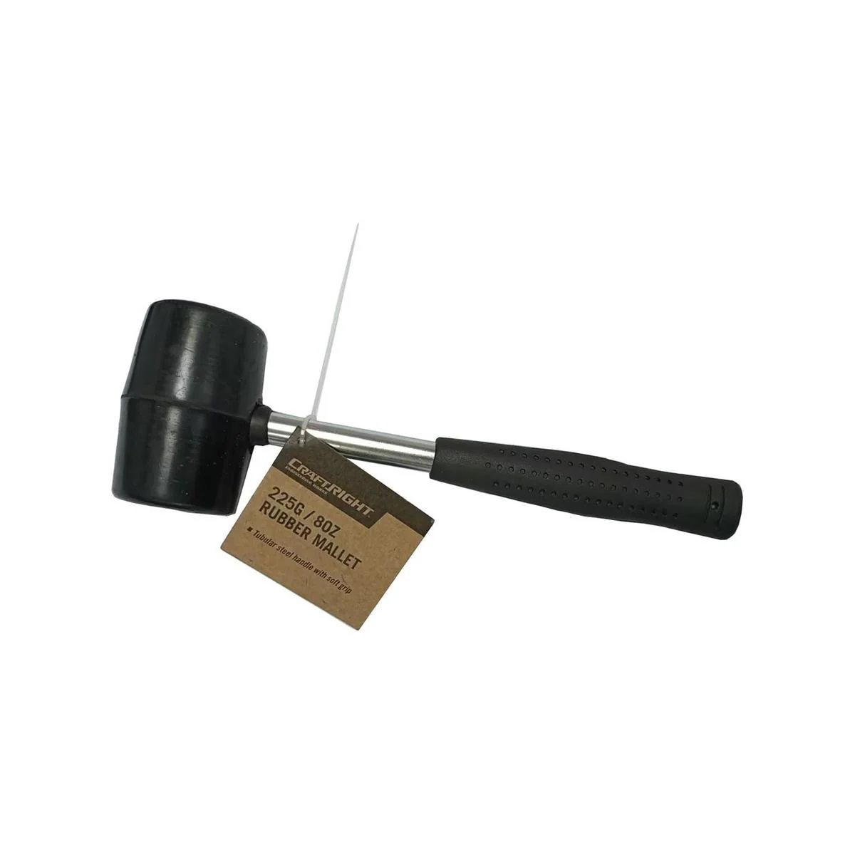Craftright Rubber Mallet 225g 8oz - Steel Handle - Soft Grip - Black/Silver