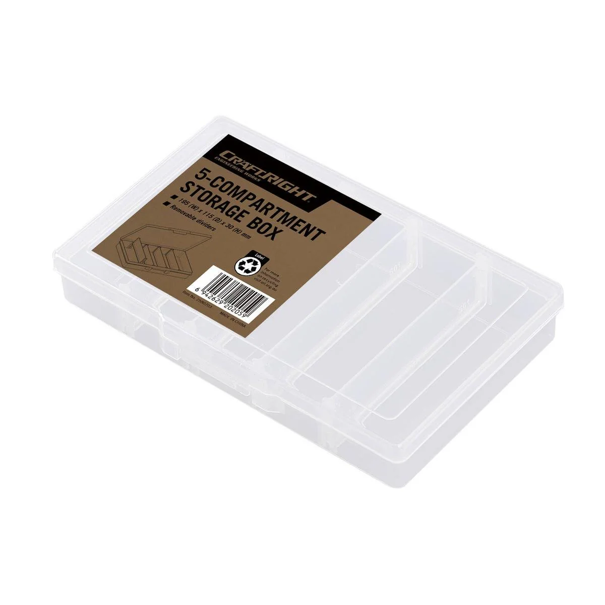 Craftright Storage Box - 115mm x 30mm x 195mm - Polypropylene - Translucent