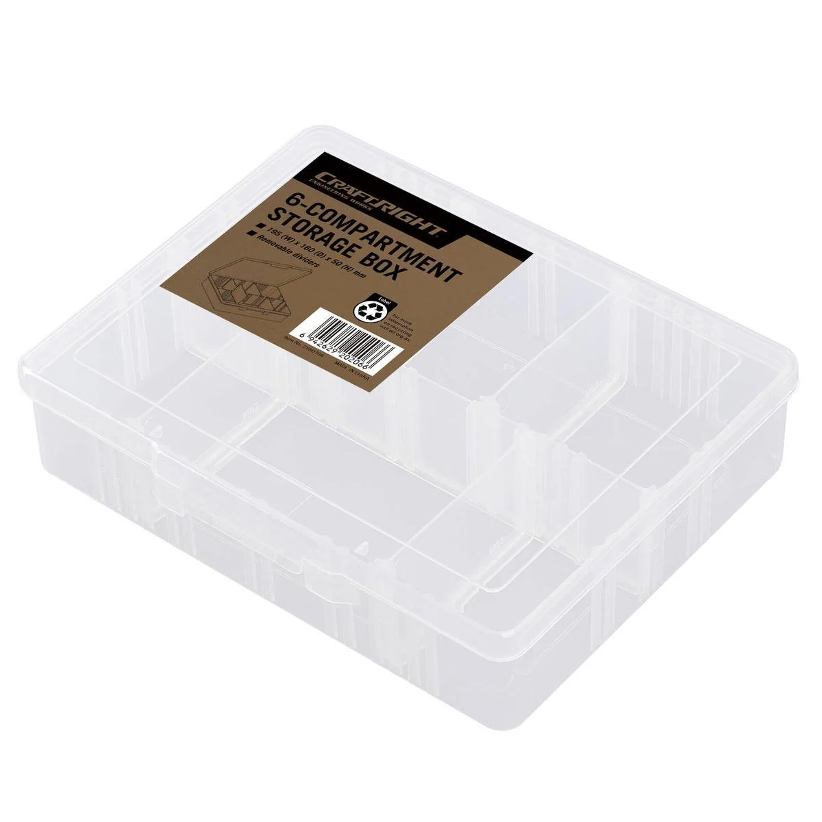 Craftright Storage Box - 6 Compartment - Polypropylene - Translucent