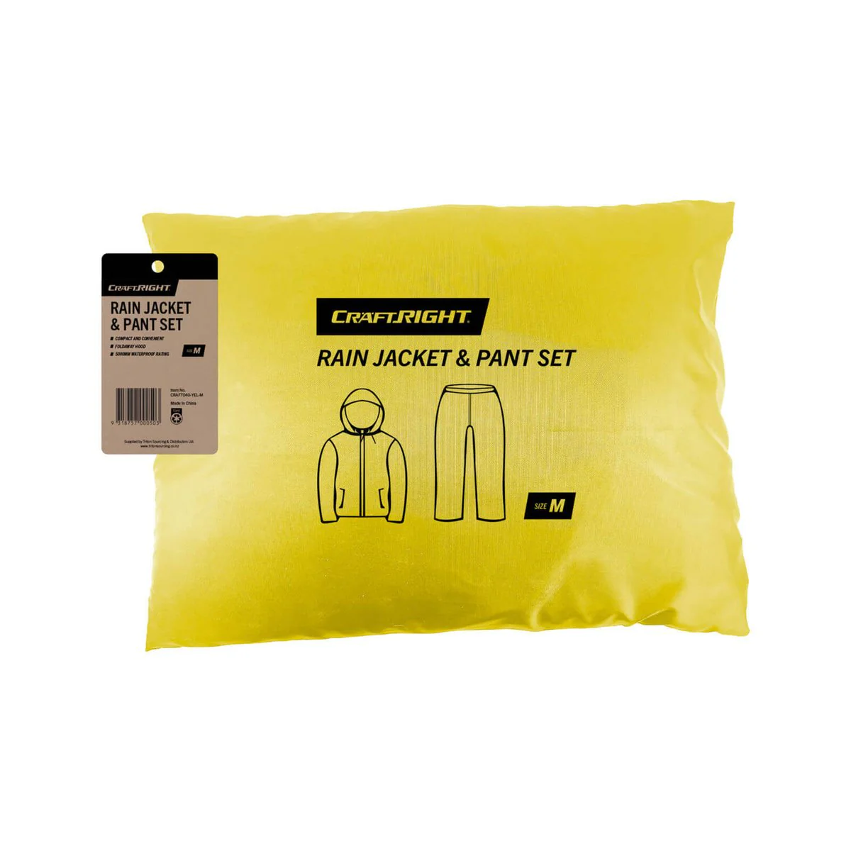 Craftright XXL Yellow Rain Jacket Pants Set - 5000mm Waterproof - Lightweight - Image 2