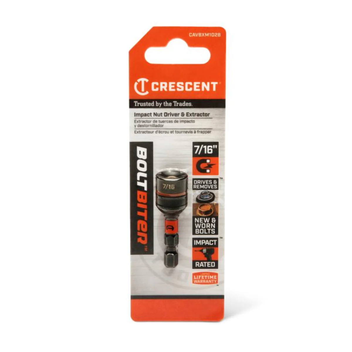Crescent Bolt Biter Impact Nut Driver and Extractor - 7/16" x 1-7/8" - Durable Chrome-Molybdenum - Bi-Directional Design - Image 4