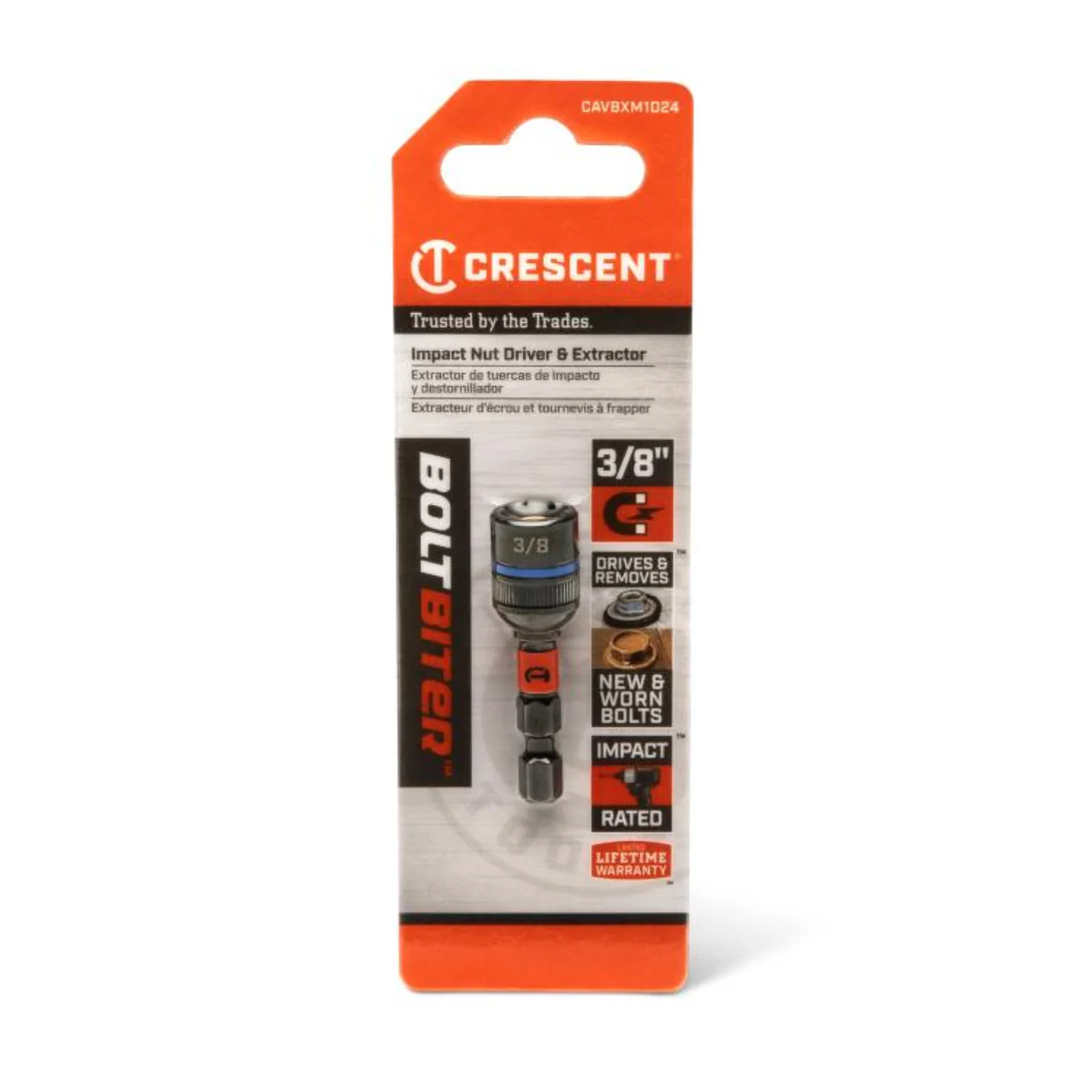 Crescent Bolt Biter Impact Nut Driver & Extractor 3/8" x 1-7/8" - Durable, Bi-Directional - Image 4