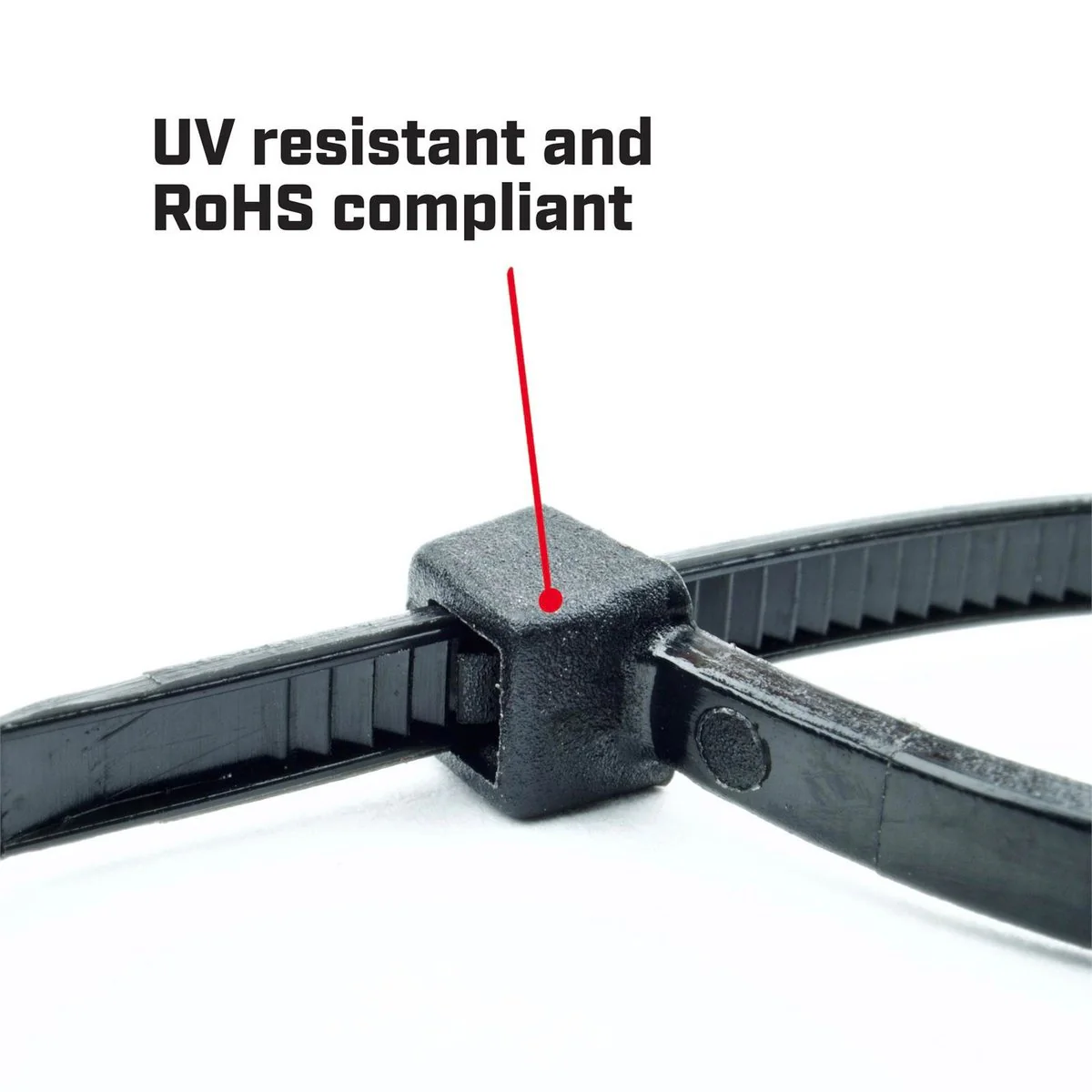 Crescent Cable Ties - 150 x 3 6mm - Black - 25 Pack - Nylon - UV Resistant - Image 3