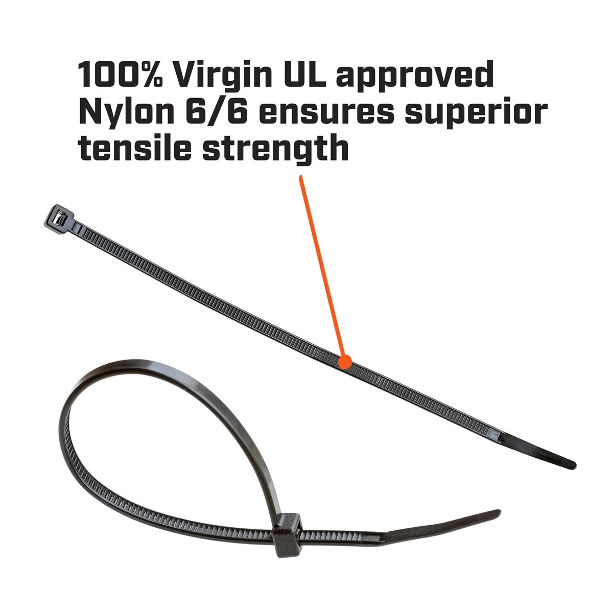 Crescent Cable Ties - 200 x 4.6mm - Black - 25 Pack - Nylon - UV Resistant - Image 4
