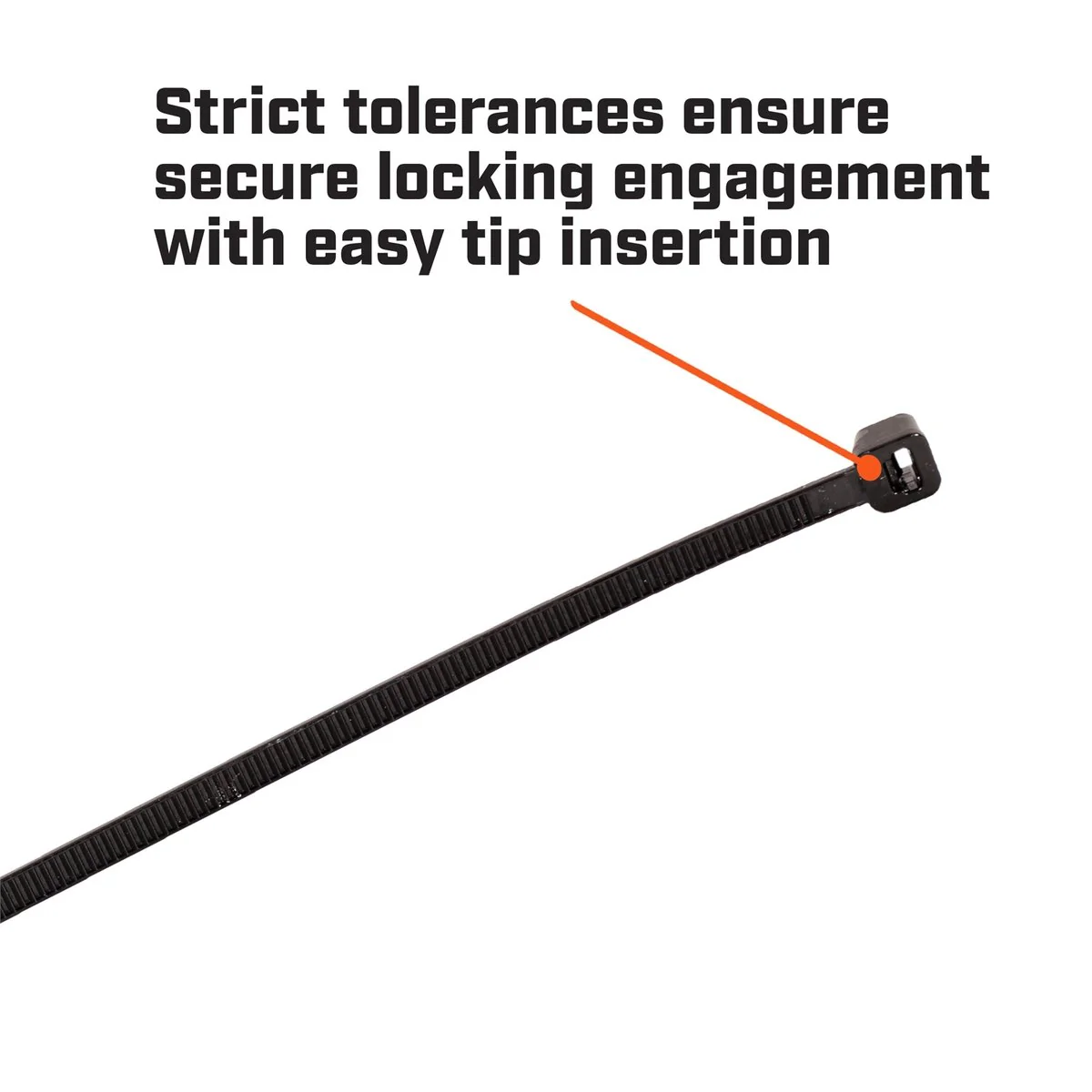 Crescent Cable Ties - 300mm x 4.8mm - Black - 25 Pack - Nylon - UV Resistant - Image 3