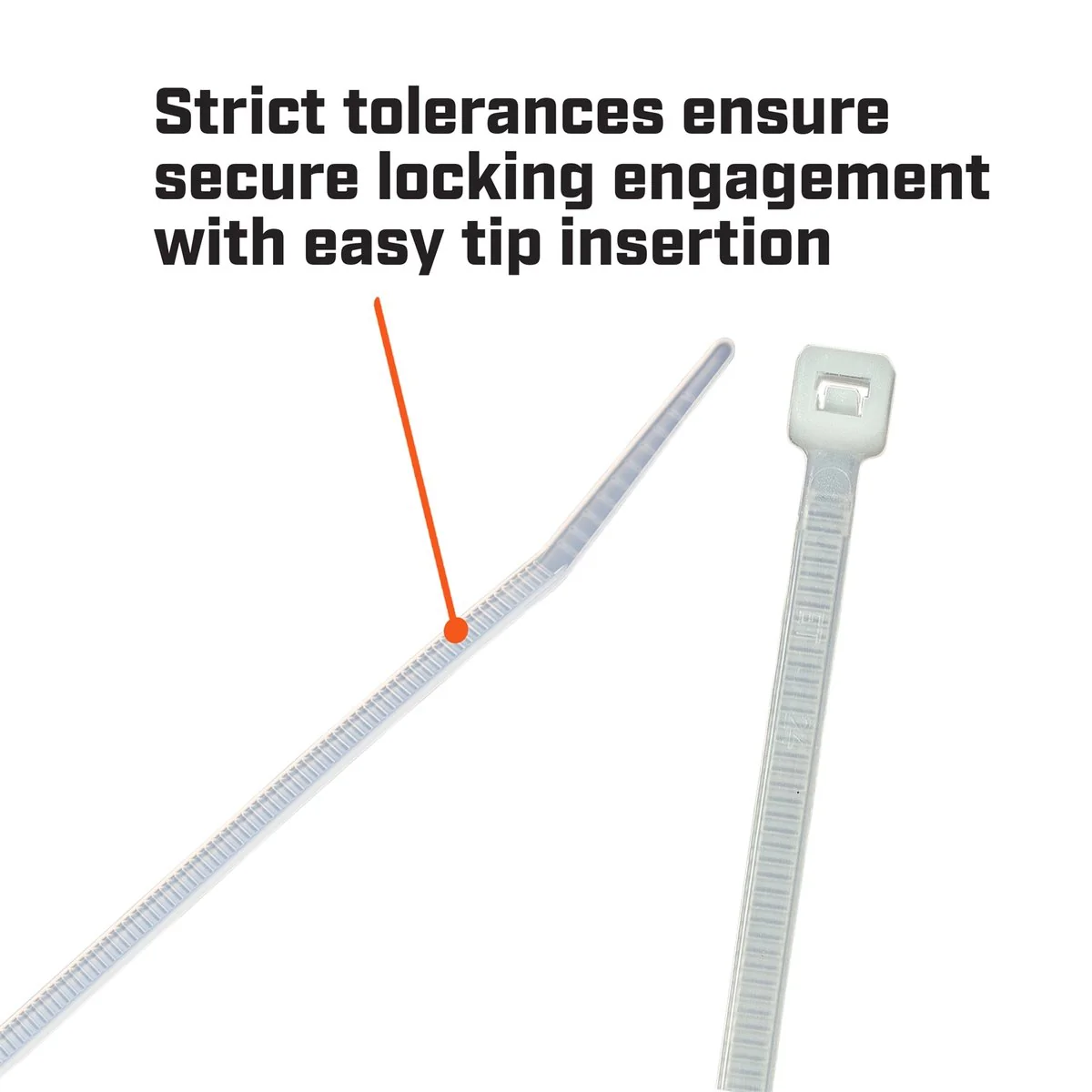 Crescent Cable Ties - 300mm x 4.8mm - White - 100 Pack - Nylon - Self-Locking - Image 5