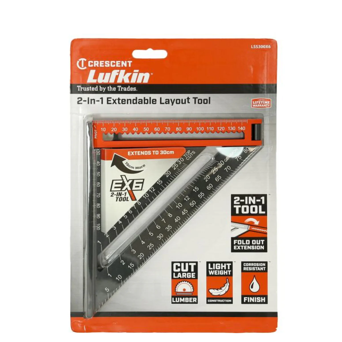 Crescent Lufkin 150mm 6" Extendable Speed Square - Aluminium - Lightweight - Image 3