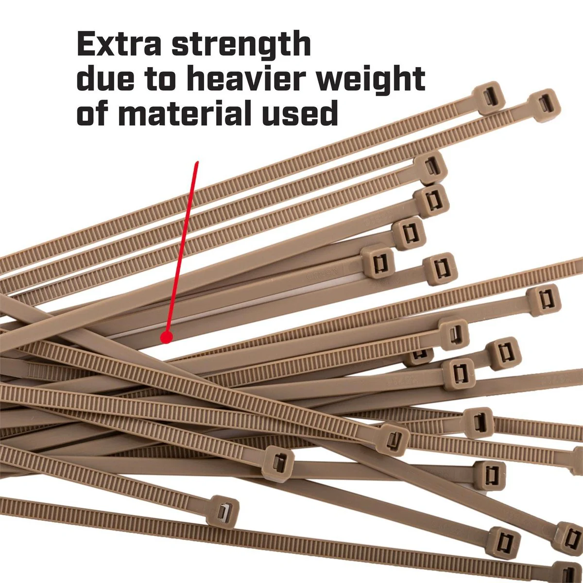 Crescent Outdoor Cable Ties - 200 x 4.6mm - Beige - Nylon - 25 Pack - Image 2