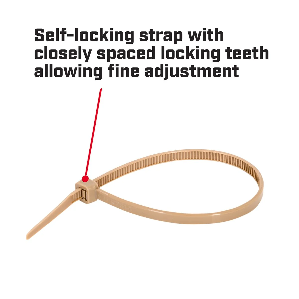 Crescent Outdoor Universal Cable Ties - 300 x 4.8mm - Beige - 25 Pack - Nylon - Image 3