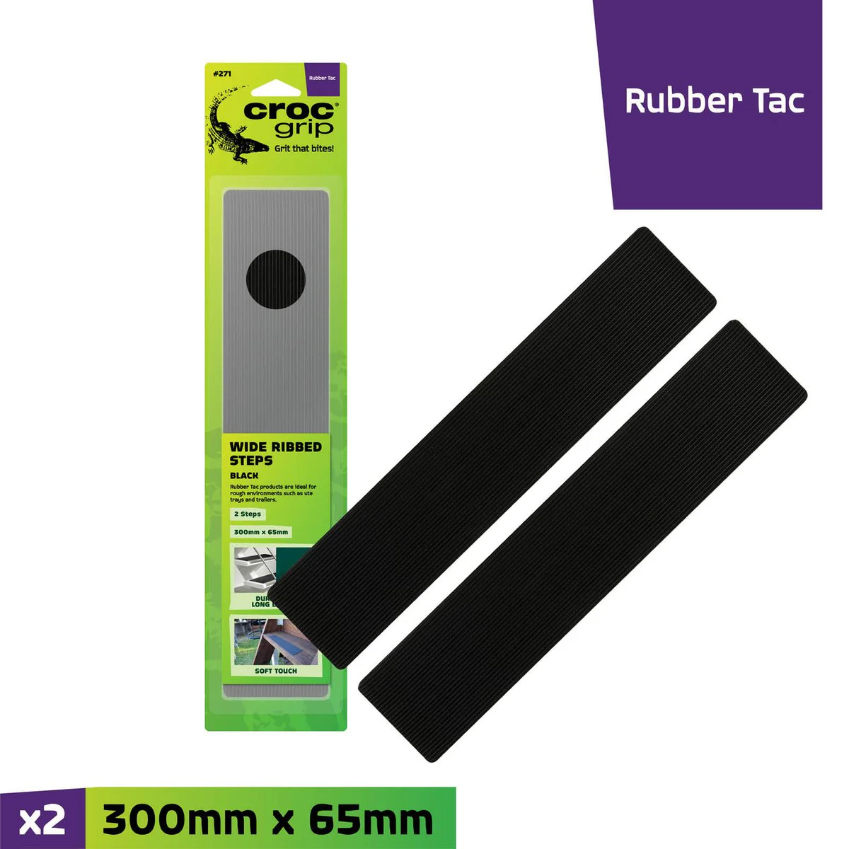 Croc Grip Rubber Steps - 300mm x 65mm - Black - Durable Grip - Image 2