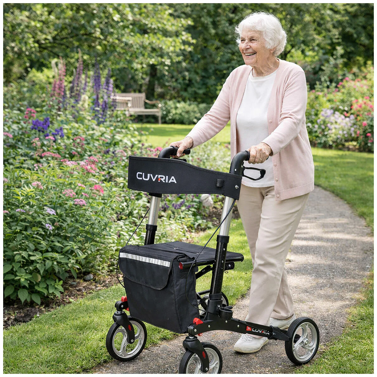 Cuvria Rollator Carbon Fibre Print 20.3cm Wheel Lightweight Aluminium