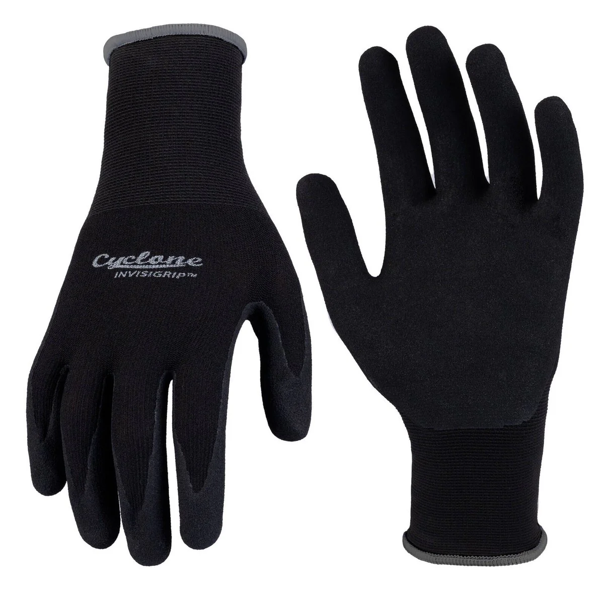 Cyclone Large Invisigrip Tough Gardening Gloves - Nitrile - Water Resistant - Anti-Slip Grip - 135mm x 315mm