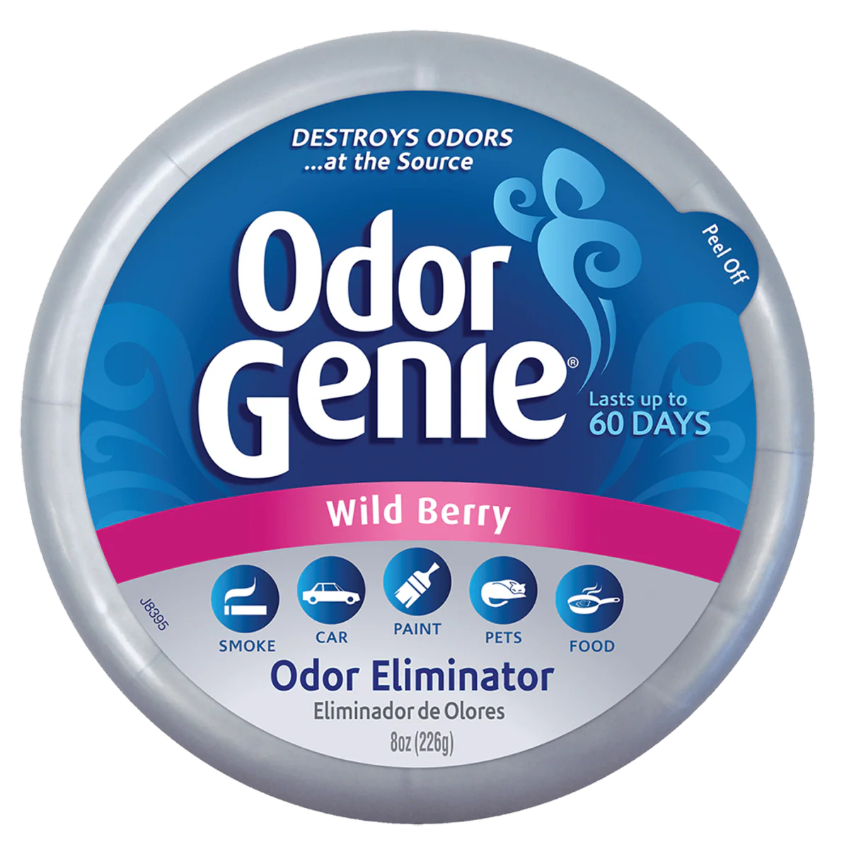 Damprid Wild Berry Odor Genie - 226g Solid Gel - Eliminates Odours for 60 Days