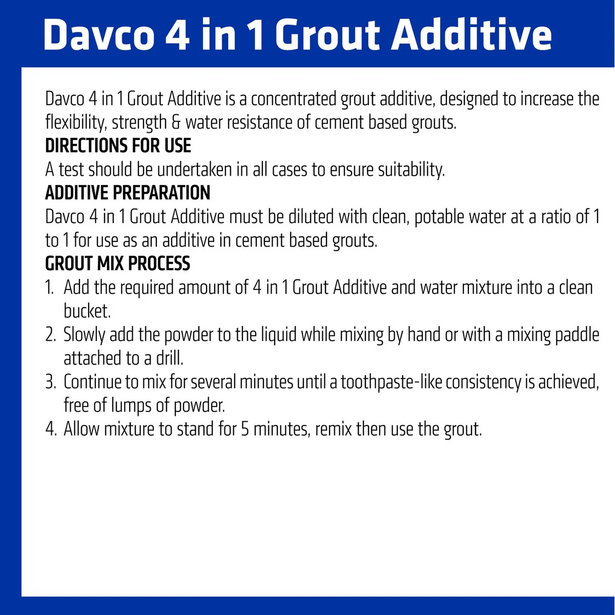 Davco Grout Additive - 1L - Liquid - Flexible Water Resistant - Image 3