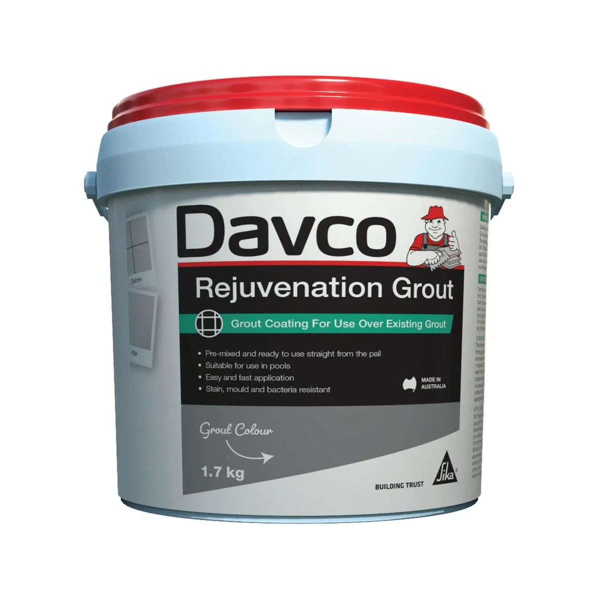 Davco Rejuvenation Grout - 1.7kg - Pre-mixed Skim - Stain Resistant