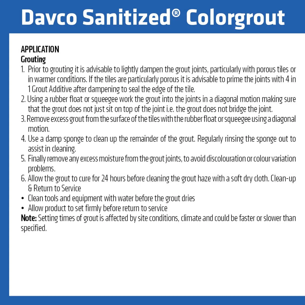 Davco Sanitized Colourgrout 1.5kg 64 Mocha - Cement Based - Joints 1-6mm - Image 5