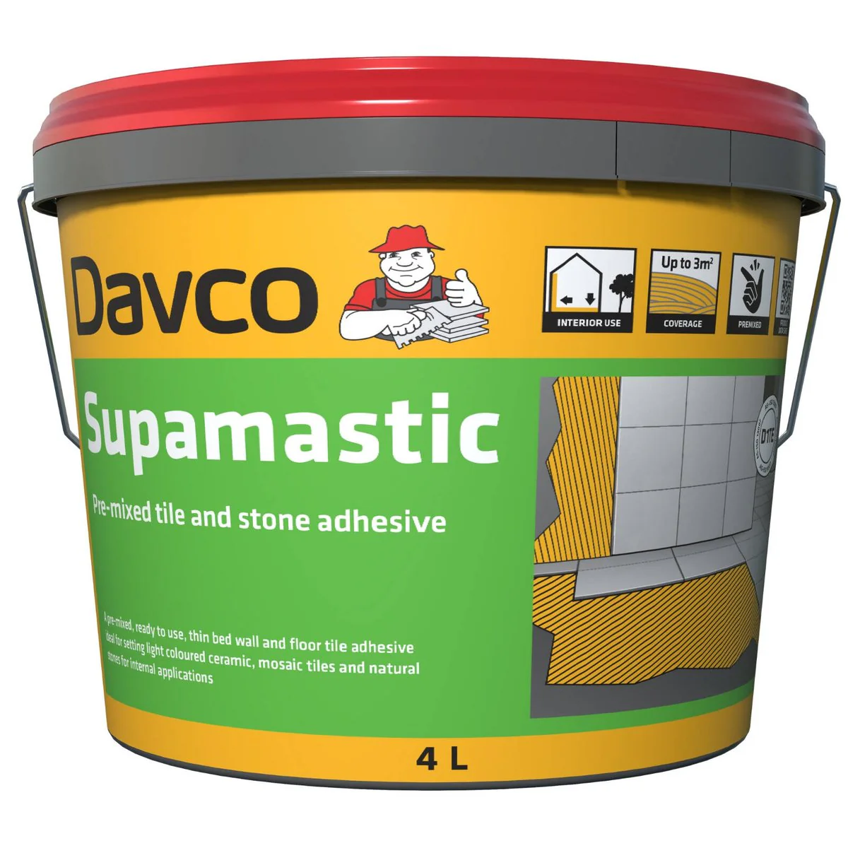 Davco Supamastic Tile Adhesive 4L - White - 210mm x 190mm x 210mm