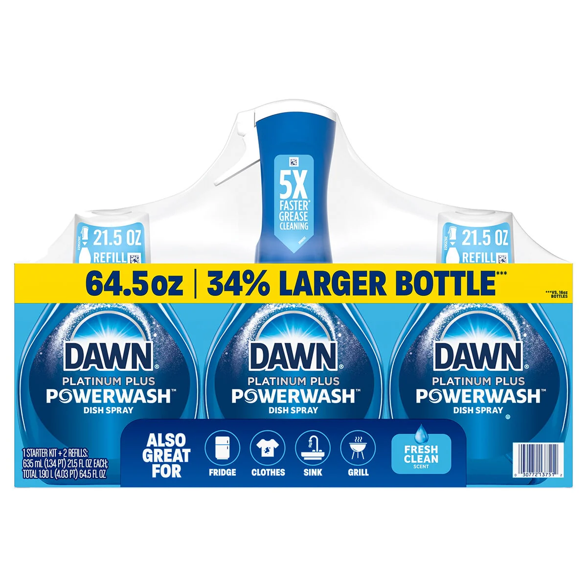 Dawn Platinum Plus Powerwash Dish Spray 3 Pack for Grease & Grime